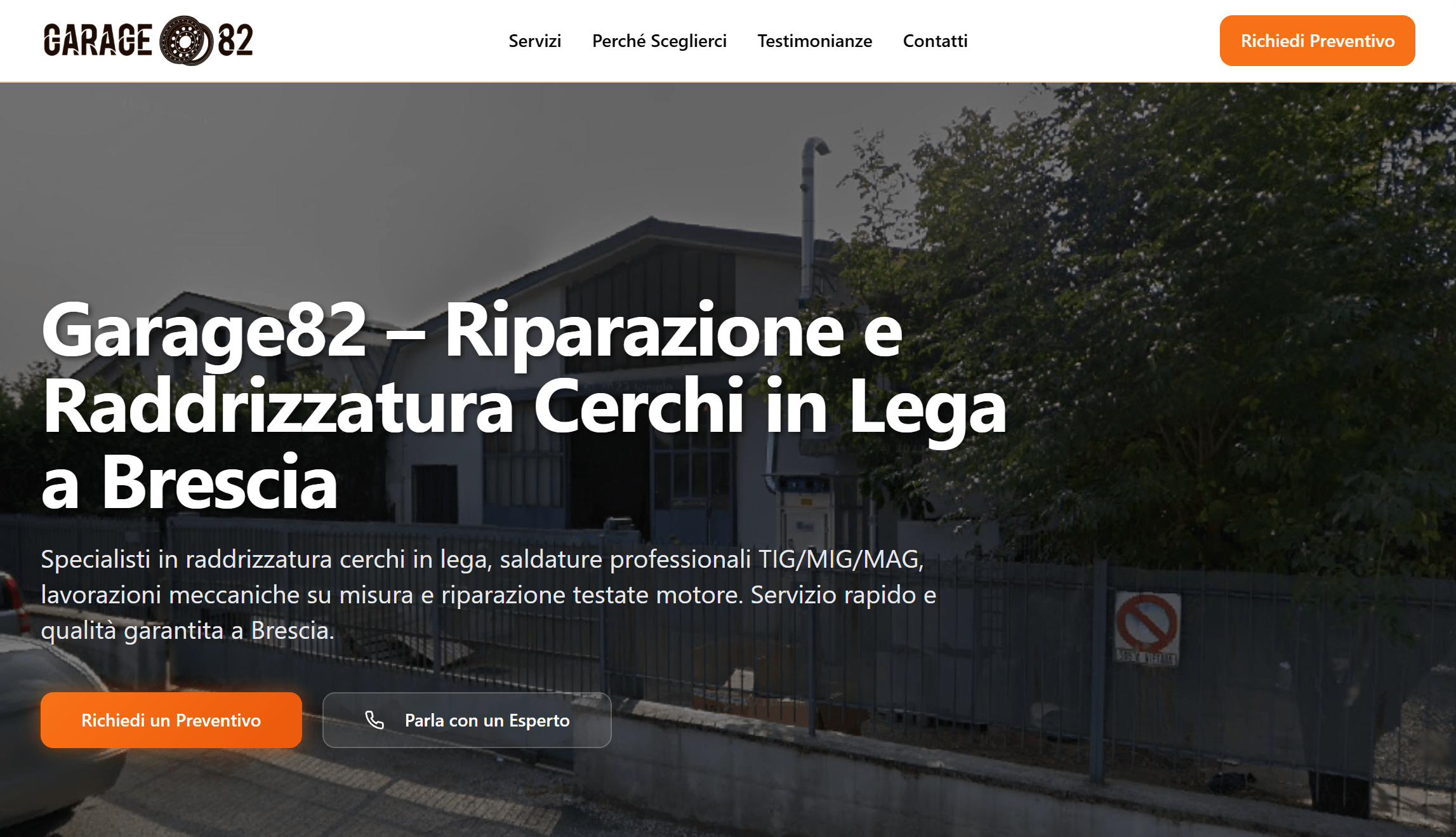 Screenshot del sito Garage82