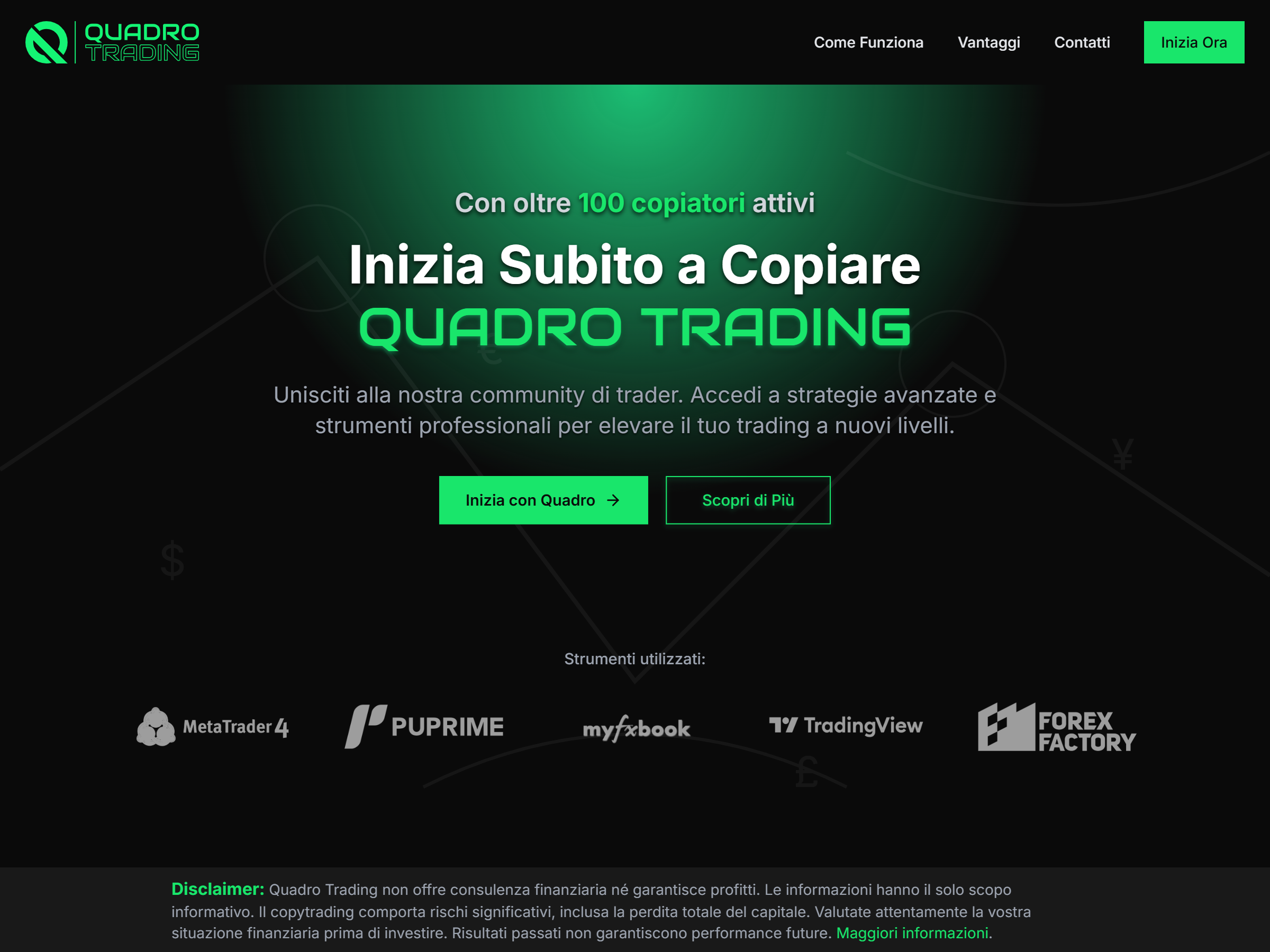 Screenshot del sito Quadro Trading
